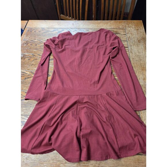 Reformation Coen Long Sleeve Drop Waist Minidress  CHIANTI Sz Large - Picture 4 of 4
